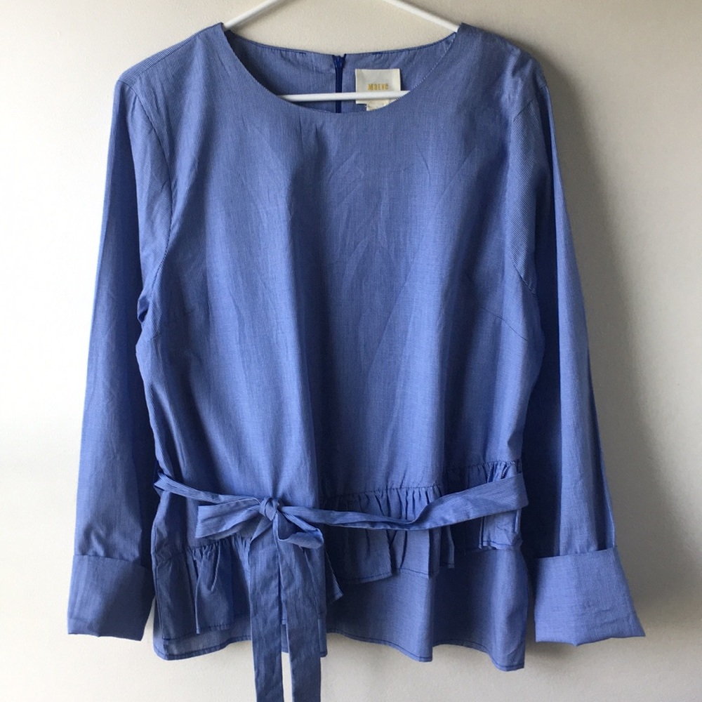 ANTHROPOLOGIE MAEVE Ramona Gingham Ruffle Blouse - Picture 3 of 7